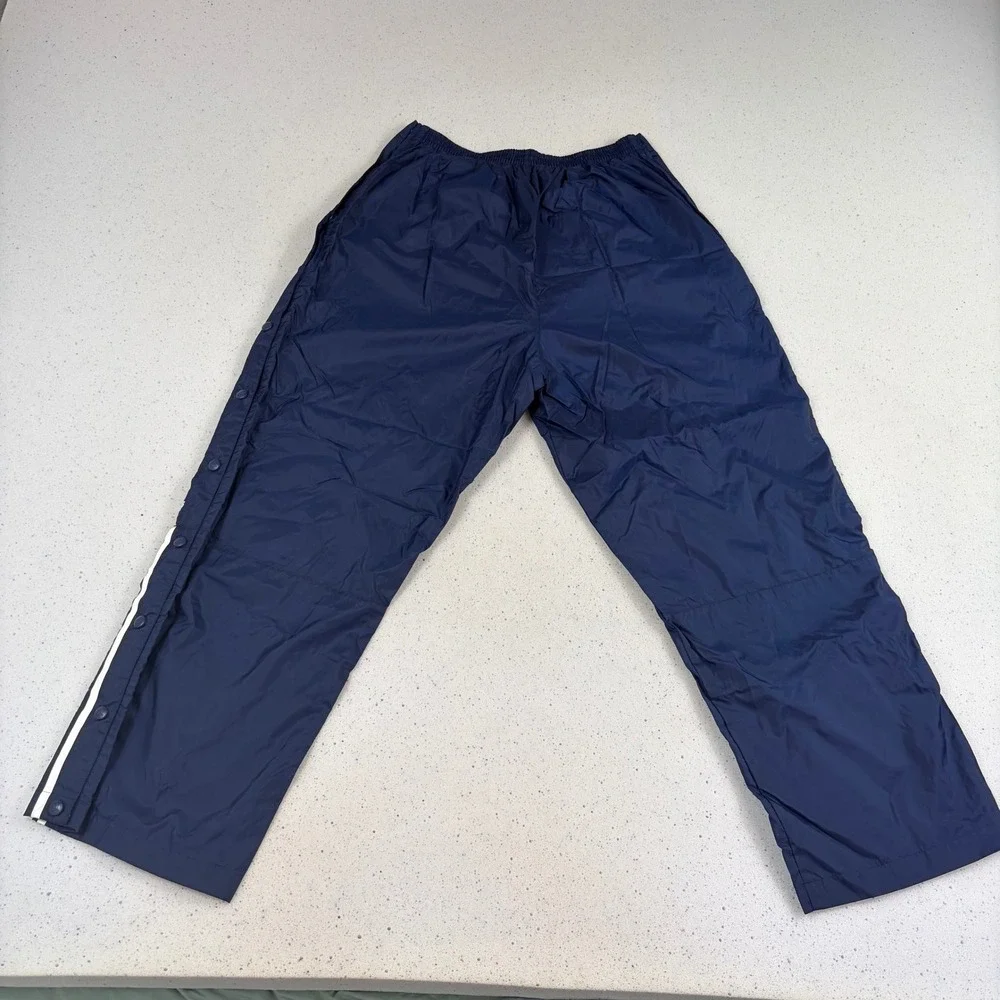 Vintage Adidas Snap‎ Track Pants Navy Blue White Tearaway Warmup Windbreaker L